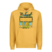 Mustard customized dinosaur birthday boy Premium Hoodie - MaliasSmallBusiness