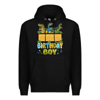Black customized dinosaur birthday boy Premium Hoodie - MaliasSmallBusiness