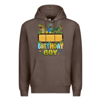 Coffee customized dinosaur birthday boy Premium Hoodie - MaliasSmallBusiness