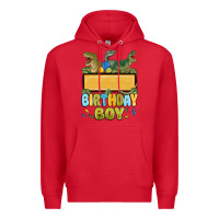 Red customized dinosaur birthday boy Premium Hoodie - MaliasSmallBusiness