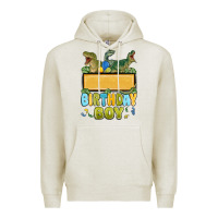 Oatmeal Heather customized dinosaur birthday boy Premium Hoodie - MaliasSmallBusiness