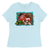 Baby Blue farm life tractor cow pig rooster Ladies Tee - Artiststas