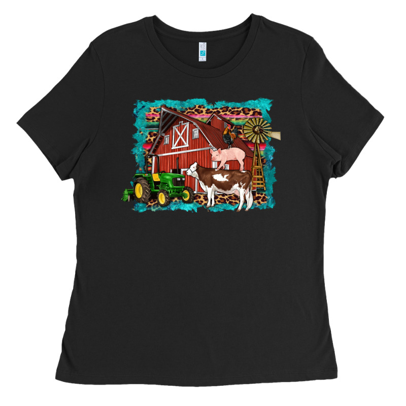 Farm Life Tractor Cow Pig Rooster Ladies Tee by Artiststas | Teevron