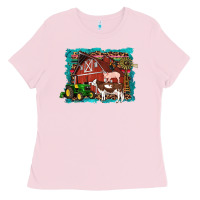 Bubblegum Pink farm life tractor cow pig rooster Ladies Tee - Artiststas