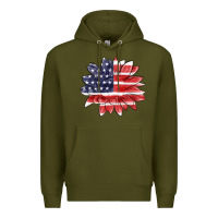 Army Green american flag sunflower Premium Hoodie - MaliasSmallBusiness