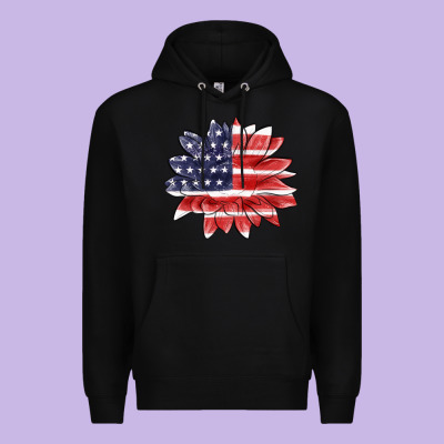 Premium Hoodie american flag sunflower