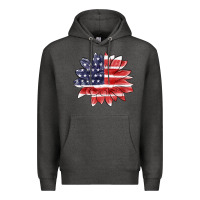 Charcoal Heather american flag sunflower Premium Hoodie - MaliasSmallBusiness