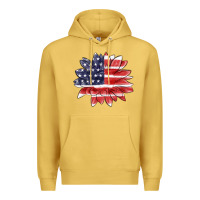 Antique Gold american flag sunflower Premium Hoodie - MaliasSmallBusiness