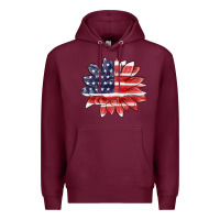 Burgundy american flag sunflower Premium Hoodie - MaliasSmallBusiness