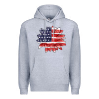Heather Grey american flag sunflower Premium Hoodie - MaliasSmallBusiness
