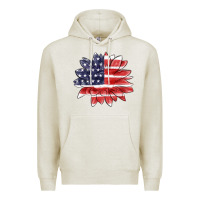 Oatmeal Heather american flag sunflower Premium Hoodie - MaliasSmallBusiness