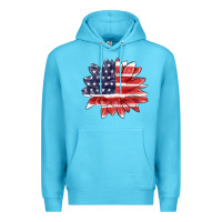Ocean Blue american flag sunflower Premium Hoodie - MaliasSmallBusiness