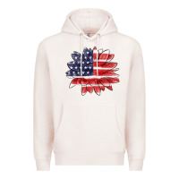 Pale Pink american flag sunflower Premium Hoodie - MaliasSmallBusiness