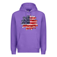 Purple american flag sunflower Premium Hoodie - MaliasSmallBusiness