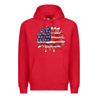 Red american flag sunflower Premium Hoodie - MaliasSmallBusiness