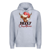 Heather Grey mooey christmas Premium Hoodie - MaliasSmallBusiness