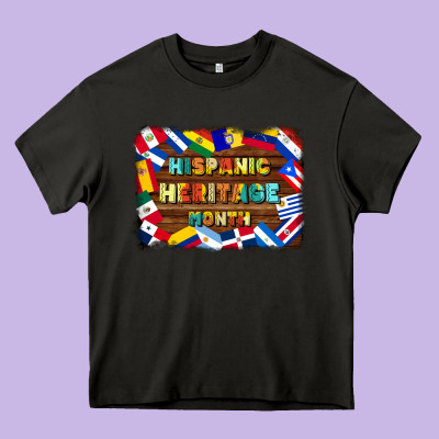 Hispanic Heritage Flags Heavy Core Tee Designed By Bundleandbundleshop