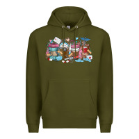 Army Green nurse elements coffee cups Premium Hoodie - MaliasSmallBusiness