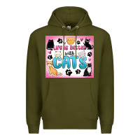 Life Is Better With Cats Premium Hoodie | Teevron