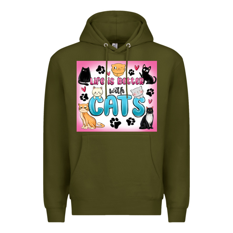 Life Is Better With Cats Premium Hoodie by MaliasSmallBusiness | Teevron