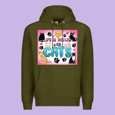 Premium Hoodie life is better with cats
