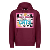 Burgundy life is better with cats Premium Hoodie - MaliasSmallBusiness