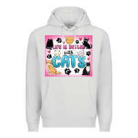 Dove Grey life is better with cats Premium Hoodie - MaliasSmallBusiness