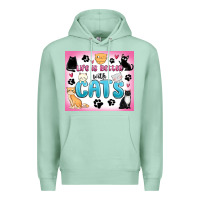 Seafoam life is better with cats Premium Hoodie - MaliasSmallBusiness