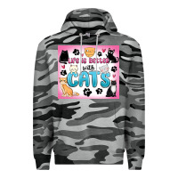 Slate Camo life is better with cats Premium Hoodie - MaliasSmallBusiness