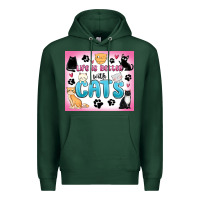 Sports Green life is better with cats Premium Hoodie - MaliasSmallBusiness