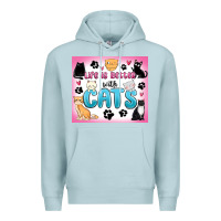 Blue Mist life is better with cats Premium Hoodie - MaliasSmallBusiness
