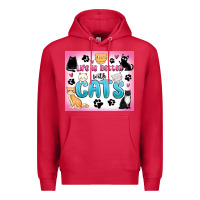 Cardinal life is better with cats Premium Hoodie - MaliasSmallBusiness