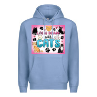 Colony Blue life is better with cats Premium Hoodie - MaliasSmallBusiness
