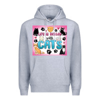 Heather Grey life is better with cats Premium Hoodie - MaliasSmallBusiness