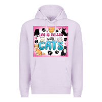 Lilac life is better with cats Premium Hoodie - MaliasSmallBusiness