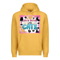 Mustard life is better with cats Premium Hoodie - MaliasSmallBusiness