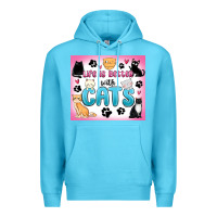 Ocean Blue life is better with cats Premium Hoodie - MaliasSmallBusiness