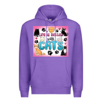 Purple life is better with cats Premium Hoodie - MaliasSmallBusiness
