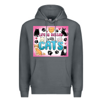 Rock life is better with cats Premium Hoodie - MaliasSmallBusiness