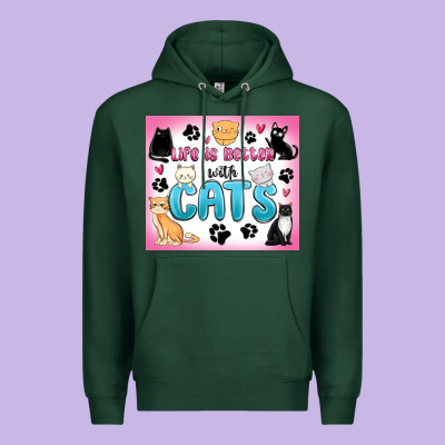 Premium Hoodie life is better with cats