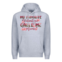 Heather Grey my favorite valentine calls me mama Premium Hoodie - MaliasSmallBusiness