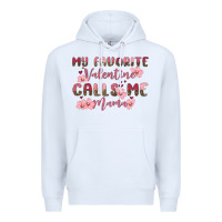 White my favorite valentine calls me mama Premium Hoodie - MaliasSmallBusiness