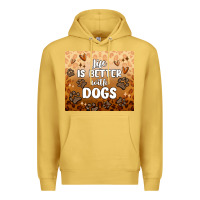 Antique Gold life is better with dogs Premium Hoodie - MaliasSmallBusiness