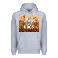 Heather Grey life is better with dogs Premium Hoodie - MaliasSmallBusiness