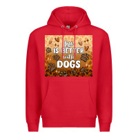 Red life is better with dogs Premium Hoodie - MaliasSmallBusiness