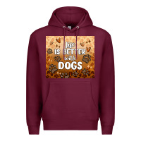 Burgundy life is better with dogs Premium Hoodie - MaliasSmallBusiness