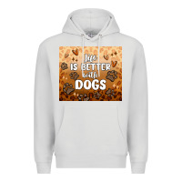 Dove Grey life is better with dogs Premium Hoodie - MaliasSmallBusiness