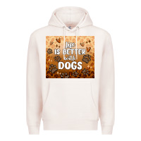 Pale Pink life is better with dogs Premium Hoodie - MaliasSmallBusiness