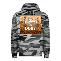 Slate Camo life is better with dogs Premium Hoodie - MaliasSmallBusiness