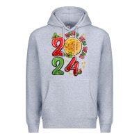 Heather Grey happy new year 2024 Premium Hoodie - MaliasSmallBusiness